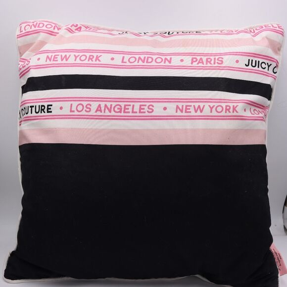 Juicy Couture Square Throw Pillow Pink & Black - Picture 1 of 6